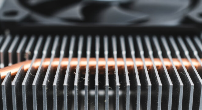 Computer heatsink with copper heat pipe and aluminum fins