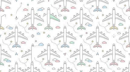Obraz premium Seamless Airplane Pattern