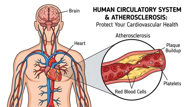 Human circulatory system and atherosclerosis with protective health