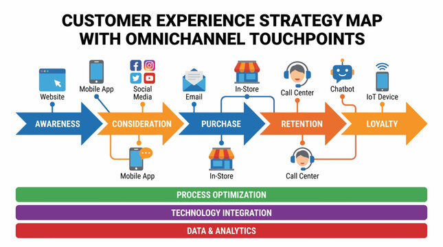 Customer Experience Strategy Map With Omnichannel Touchpoints
