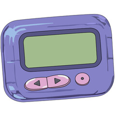 Cute Retro Purple Pager Style Handheld Communication Device Flat Vector Illustration Isolated on White Background © pixierae