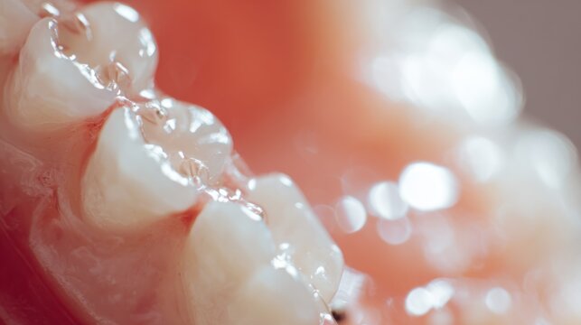 Close view of teeth in a mouth during dental examination in a clinic by a dentist on a weekday