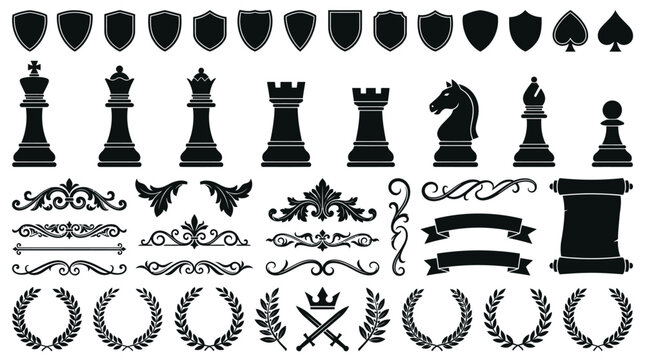 Black Chess Pieces and Symbols.