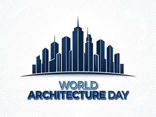 Fototapeta premium Modern city skyline illustration celebrating world architecture day with stylish typography design
