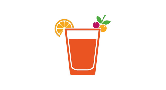 A simple vector illustration of a refreshing orange juice glass with fruit garnish