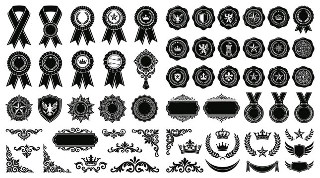 Collection of various award ribbons.