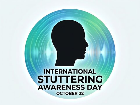Modern graphic design for international stuttering awareness day with soundwave and silhouette illustration