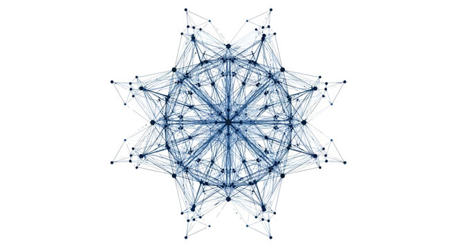 Abstract digital network structure on white, representing interconnection and data flow