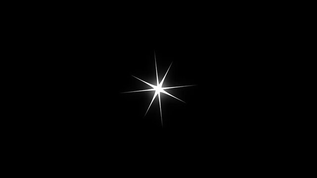 Twinkling stars animation, white cartoon, flat, vector, doodles stars. blinking light effect on black background. Shimmering light ,magic flash or glitter motion explosion animated effect.