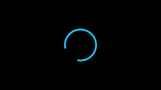 Circle loading bar icon animation on black background. Wheel loading concept icon 4K Video of Animation Science Futuristic Loading.