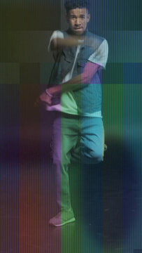 Vertical Colorful Glitch Distortion Transition