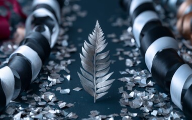 Traditional New Zealand Waitangi Day Celebration Backdrop with Fern Leaf