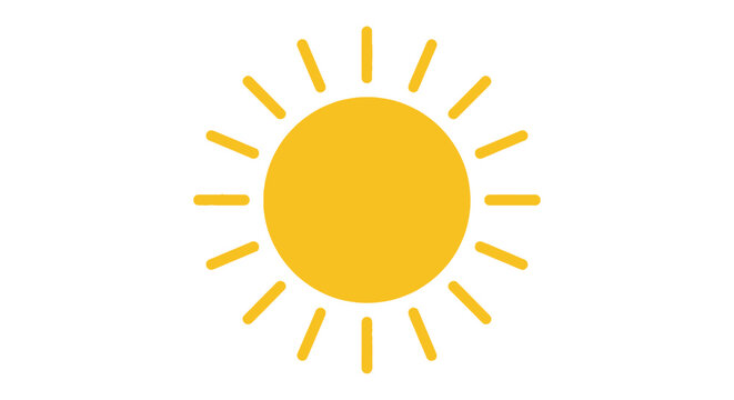 A radiant sun illustration in yellow, perfect for weather, climate, and optimistic themes