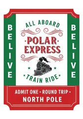 Fototapeta premium Vintage Christmas Polar Express Train Ride Ticket Illustration with Re