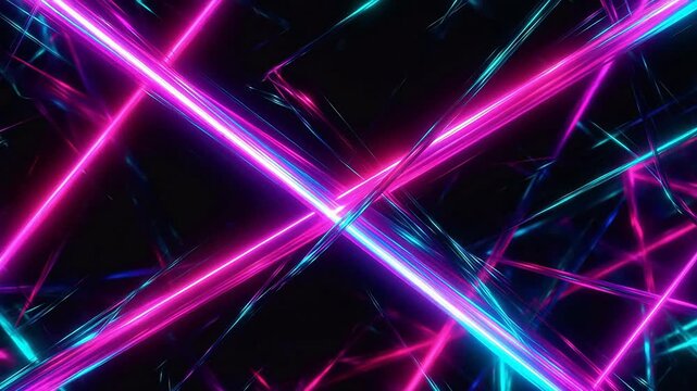 Neon light lines on dark background