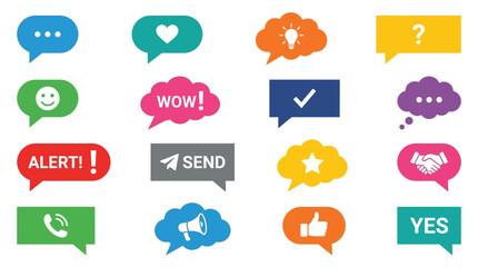 Obraz premium Collection of colorful chat speech bubbles.