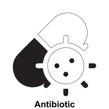 Editable antibiotic medicine icon vector representing antibacterial therapy, infection treatment, microbial control, pharmaceutical care, and modern healthcare solutions in a clean scalable design.
