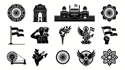 Obraz premium Family Bonding and Home Life Silhouette Icon Set, 14 Black Family Relationship Symbols Vector 4K