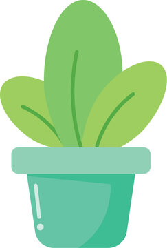 green potted houseplant icon flat vector illustration indoor botanical decorative plant design