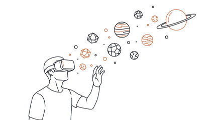 VR Space Exploration Line Art Illustration © Arus LMH