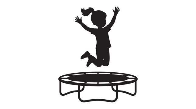 Child Jumping On Trampoline Silhouette kid youth