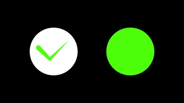 Animated check and cross icons representing right and wrong answers on dark background