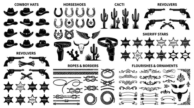 Western themed decorative graphic design elements.