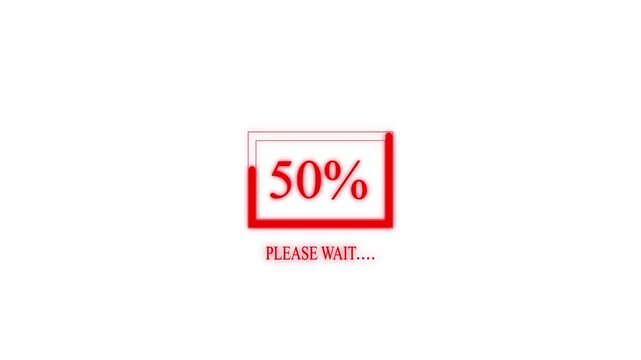 Red Please Wait bar 0 to 100 and percentage Futuristic progress loading bar 0-100 percent in 4k
