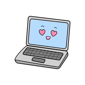 laptop with red heart