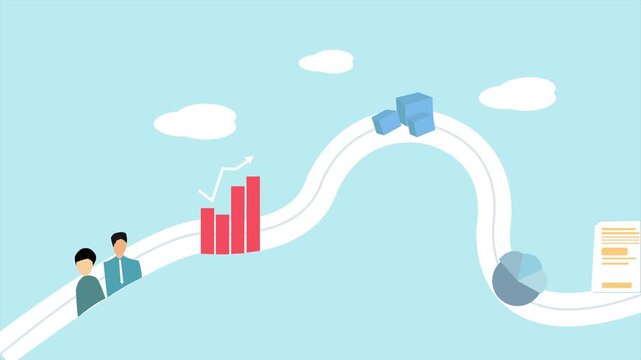 Make successful with analysis business planing road map for startup business concept, animation clip