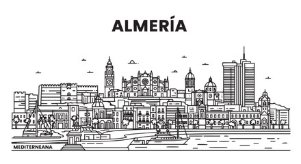 Obraz premium Almeria Skyline Illustration Black and White