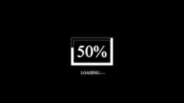 White  Loading Progress Bar Animation with Percentage Counter 0 to 100 .4 k Video