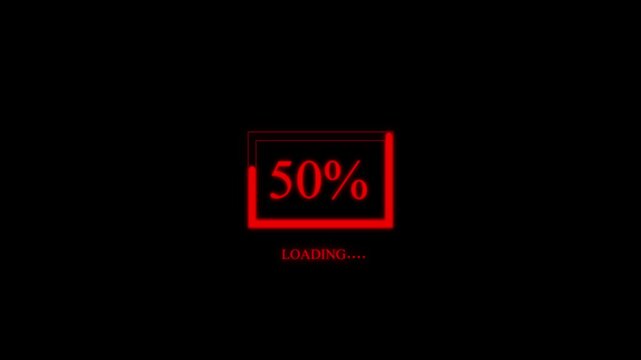 Red  Loading Progress Bar Animation with Percentage Counter 0 to 100 .4 k Video