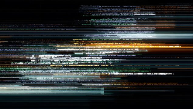 Arri&egrave;re-plan num&eacute;rique abstrait de serveurs informatiques avec des flux de donn&eacute;es lumineux, parfait pour les concepts de cybers&eacute;curit&eacute;, de big data, de cloud computing et comme fond technologique pou