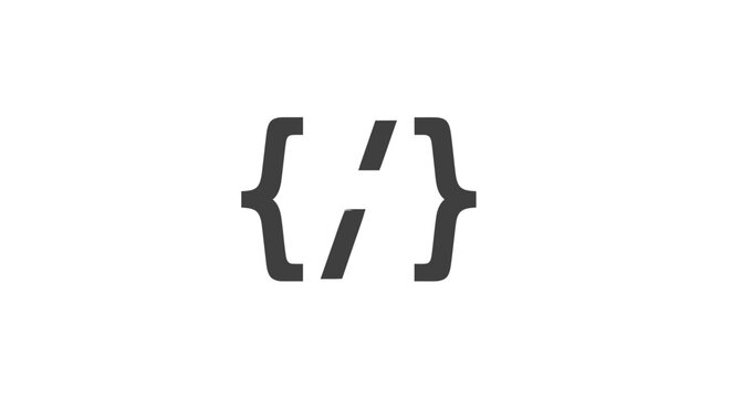 Minimalist code symbol design for web development and software programming projects