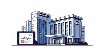 Fototapeta premium Modern Hospital Building Exterior Design.