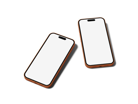 Two Smartphones with Social Media App Mockup on White Surface