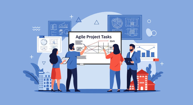 Agile Project Tasks Meeting Team Collaboration Strategy Planning.