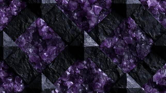 Geometric Pattern with Amethyst Crystals