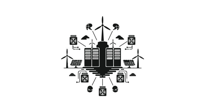 Data center infrastructure integrates renewable energy sources for efficiency.