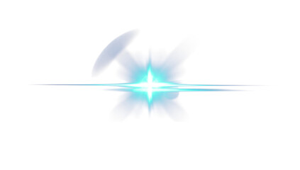 Obraz premium Bright Cyan Starburst Lens Flare Effect on Transparent Background