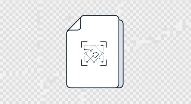 Minimalistic illustration of a document with a unique digital data scan symbol design