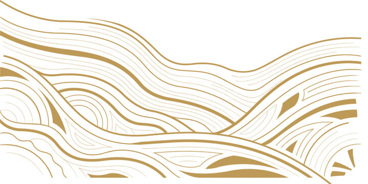 Luxury Art Deco Gold Line Art Abstract Vector Illustration on transparent background