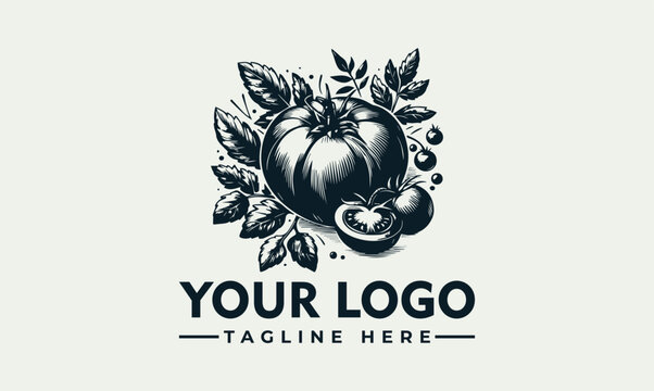 Vintage tomato vegetable garden vector logo illustration for food branding