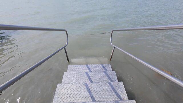 Siofok Hungary May 31 2026 Metal Steps Leading Into Lake Water