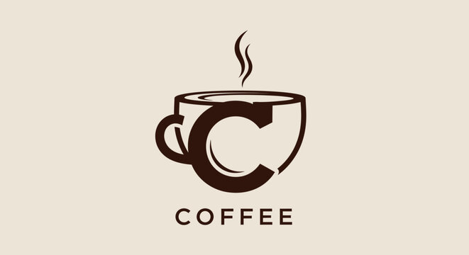 Modern Coffee Logo Design Combining Cup Shape with Letter C and a Warm Steam
