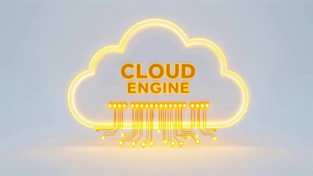 Cloud engine neon sign with circuit design