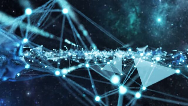 Deep Space Abstract Background with Subtle Glowing Data Points and Connecting Lines Network