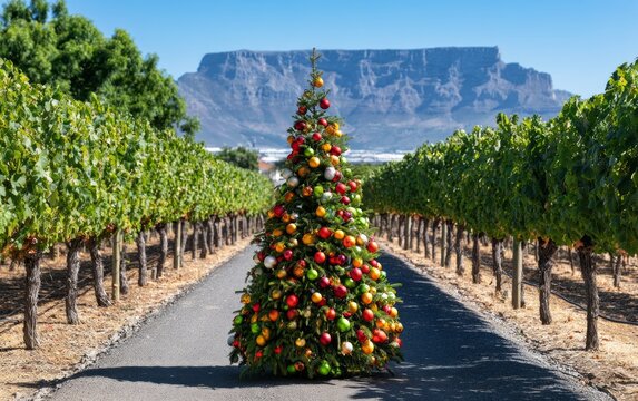 Christmas Celebration at a South African Winery with Festive Tree