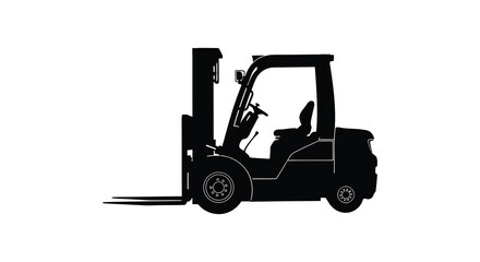 Naklejka premium Forklift truck side view in black silhouette